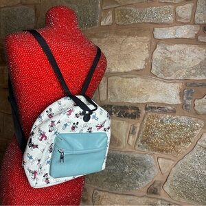 Disney x Women Bags White & Light Blue Mickey Print Backpack